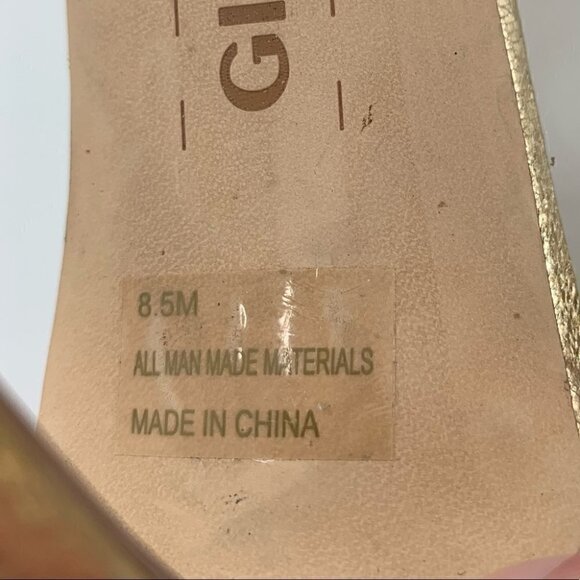 Gianni Bini heels size 8.5 gold metallic leather t-strap stilettos holiday party - Picture 8 of 14